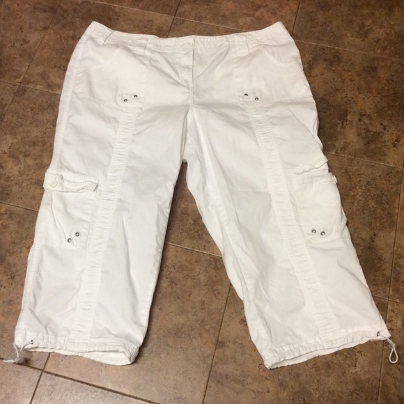plus size white cargo capris